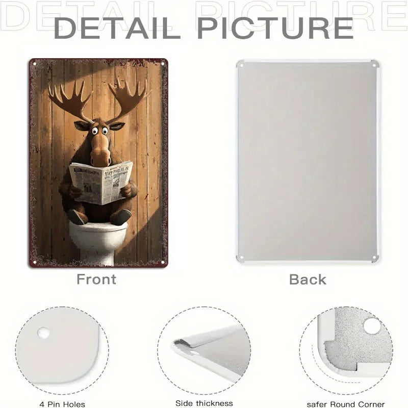 Rustic Moose Metal Tin Sign,  Wall Art, 7.87x11.81 inch, for Pub, Kitchen, Home & Outdoor Decor