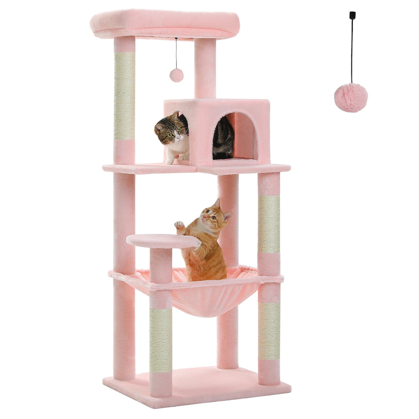 Multi-Level Cat Tower with Large Hammock, Sisal Covered Scratching Posts, Cozy Condo and Top Perch