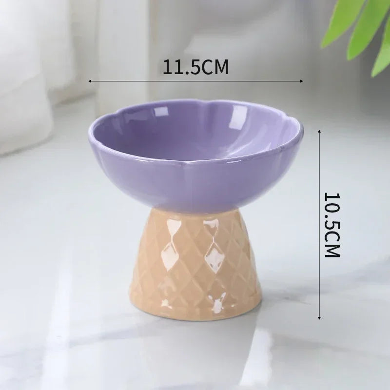 Cat Raised Ceramic Drinking Eating Bowl