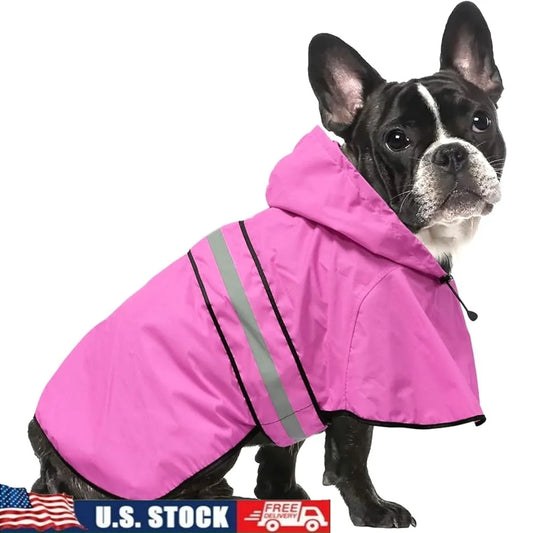 Reflective Adjustable Pet Poncho Jacket Hooded Rain Gear Small Medium Large Dogs