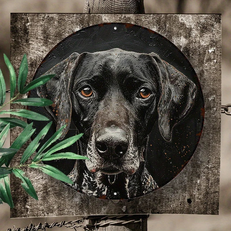 German Shorthaired Pointer Art - 8x8" Round Aluminum Metal Sign