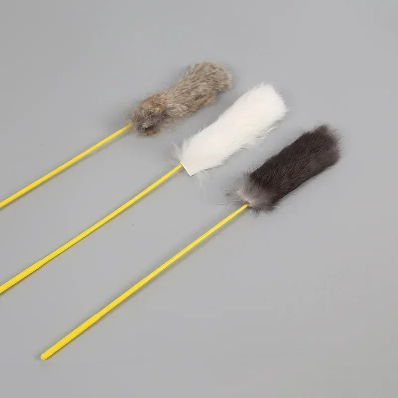 Random Color Tease Stick, Faux Rabbit Fur Pompom