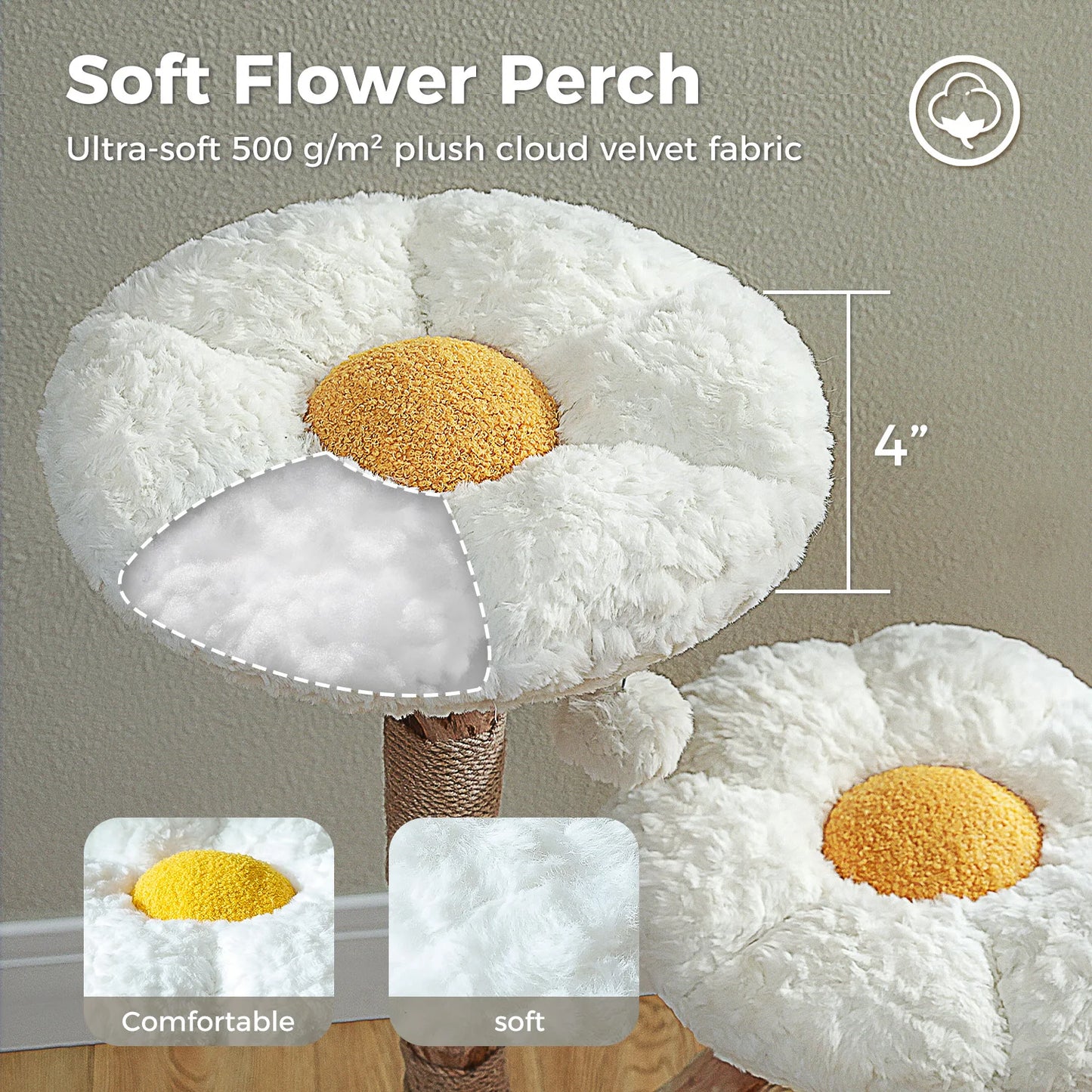 Luxury Cat Flower Tower with Scratching Post and Perches