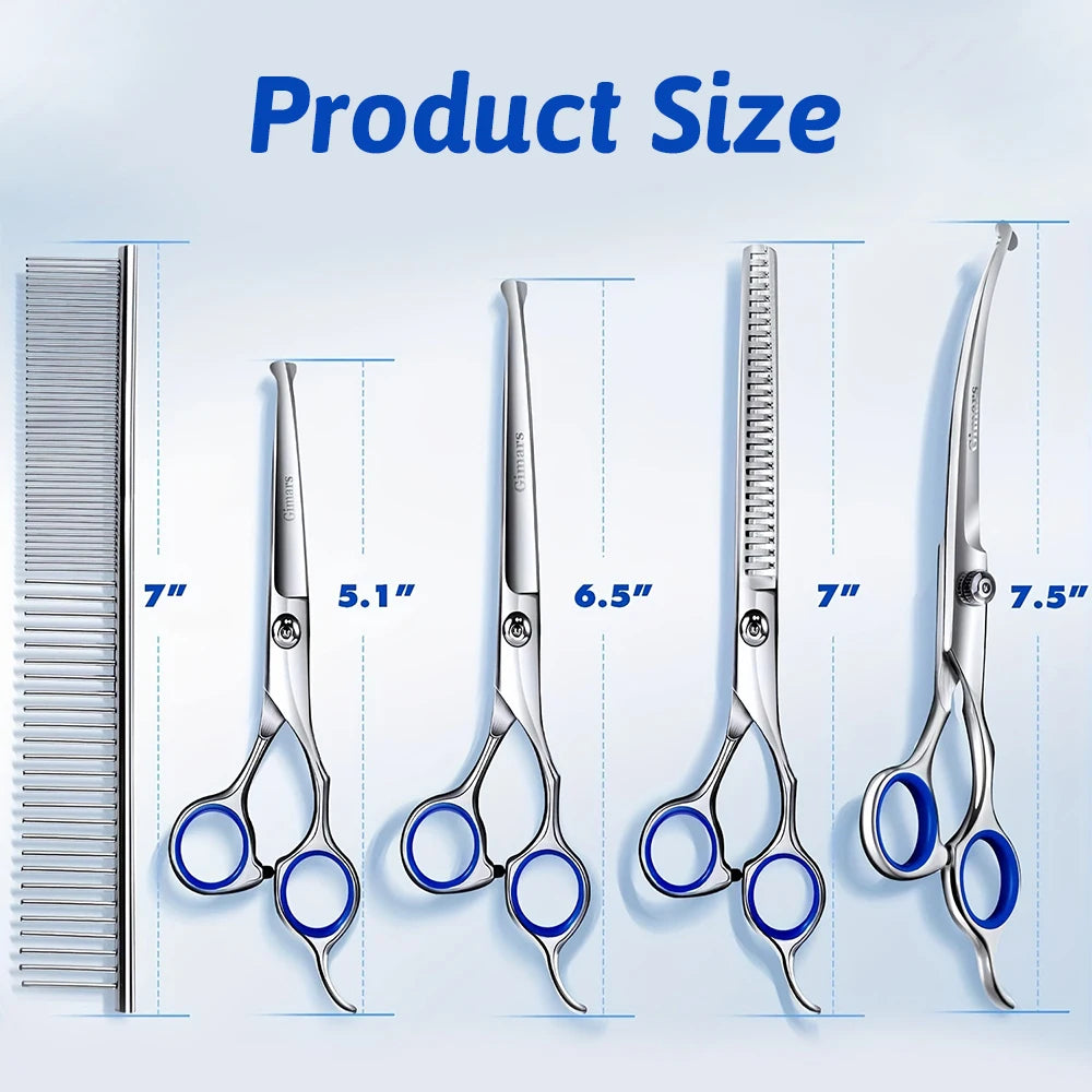 Professional 4CR Stainless Steel 7Pcs/set Scissors for Dog Grooming