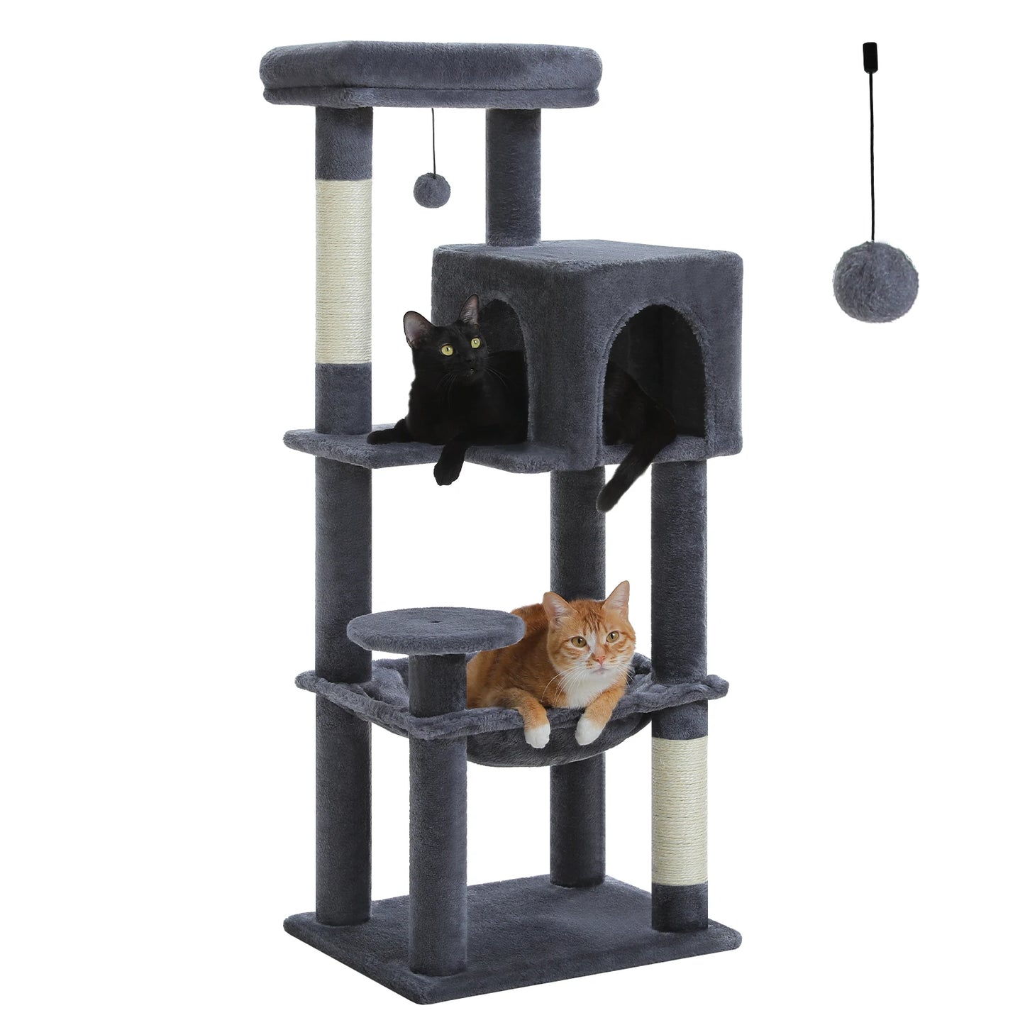 Multi-Level Cat Tree with Sisal Scratching Posts, Cozy Condo and a Big Hammock