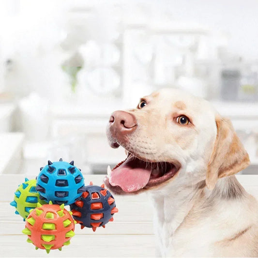 Dog Chew Toy 12cm ball with TPR Spikes, Molar Cleaning, Indestructible, Interactive,