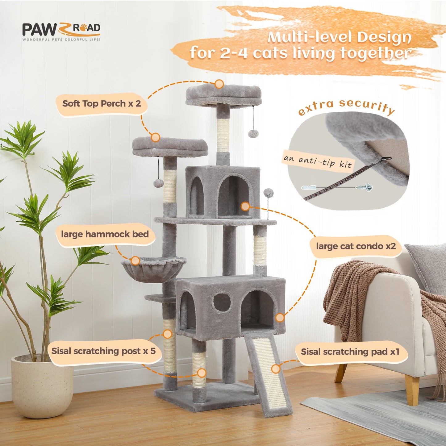 Multi-Level Cat Tree with Large and Comfortable Condo