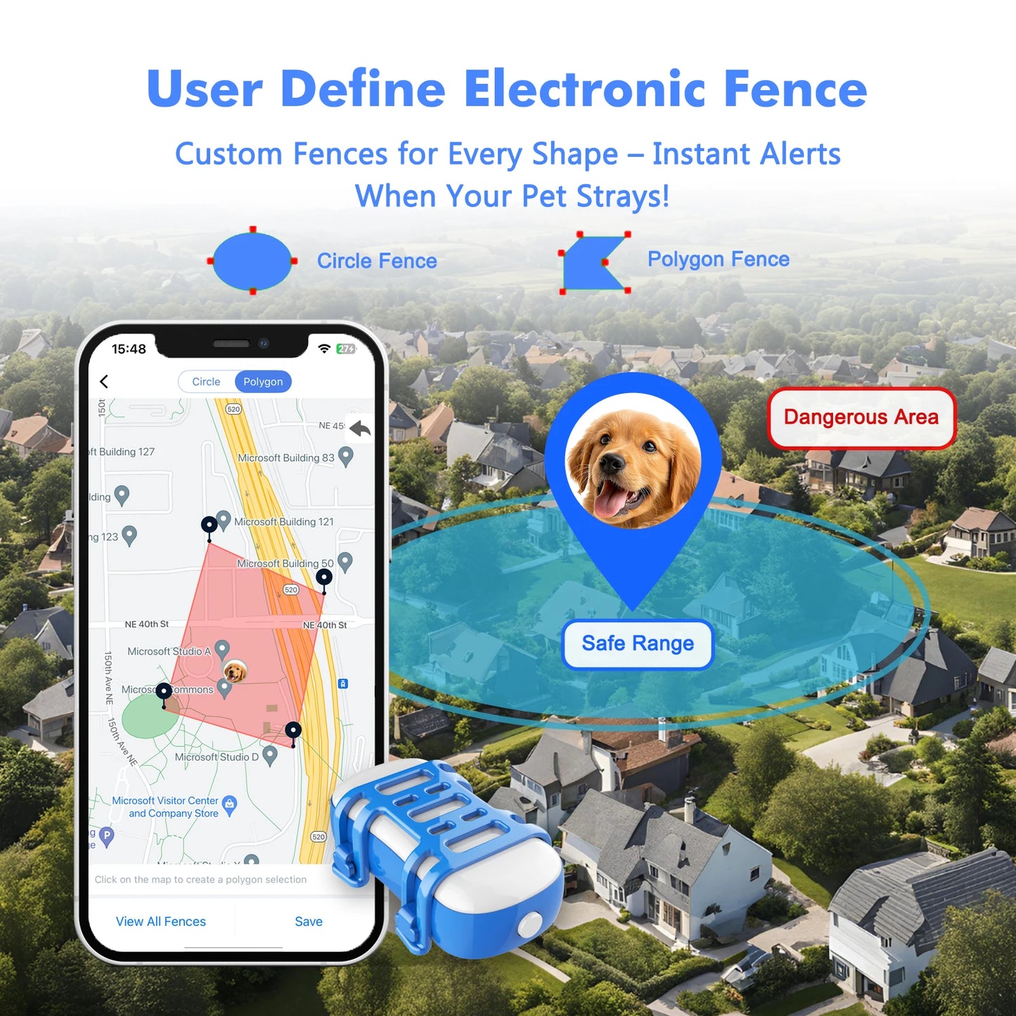 ‌4G Dog Cat GPS Tracker for Pets - Waterproof Smart Locator with App
