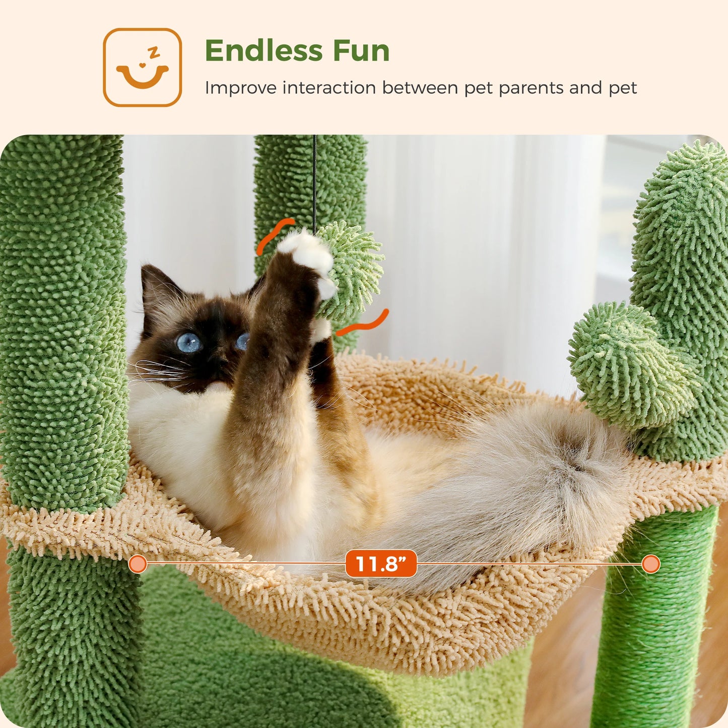 4-in-1 Cat Tree with Large Cat Condo, Sisal Scratching Post, Deep Hammock, Cozy Top Perch