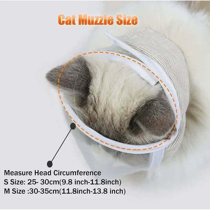 Cat Muzzle, Clear Breathable Bathing Grooming Tool.