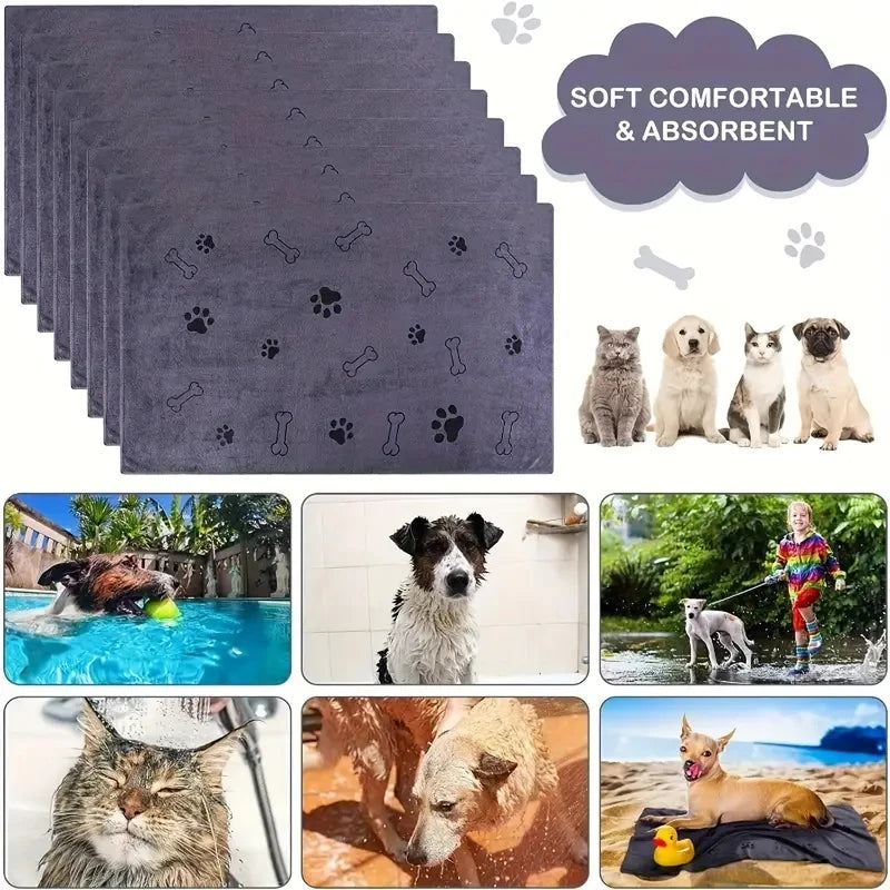 2pcs Soft Microfiber Bath & Grooming Towels For Dogs