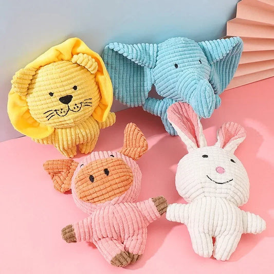 Bite Resistant  Cute Animal Shape Lion Rabbit Squeaky Toys