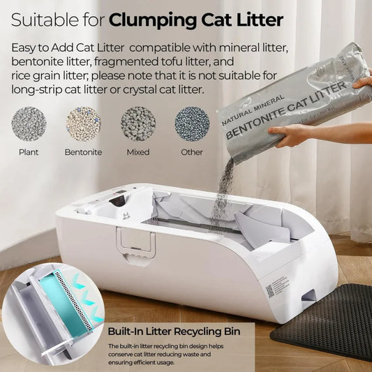 Automatic Self Cleaning Cat Litter Box Smart APP Control  with Free Accessories Kit