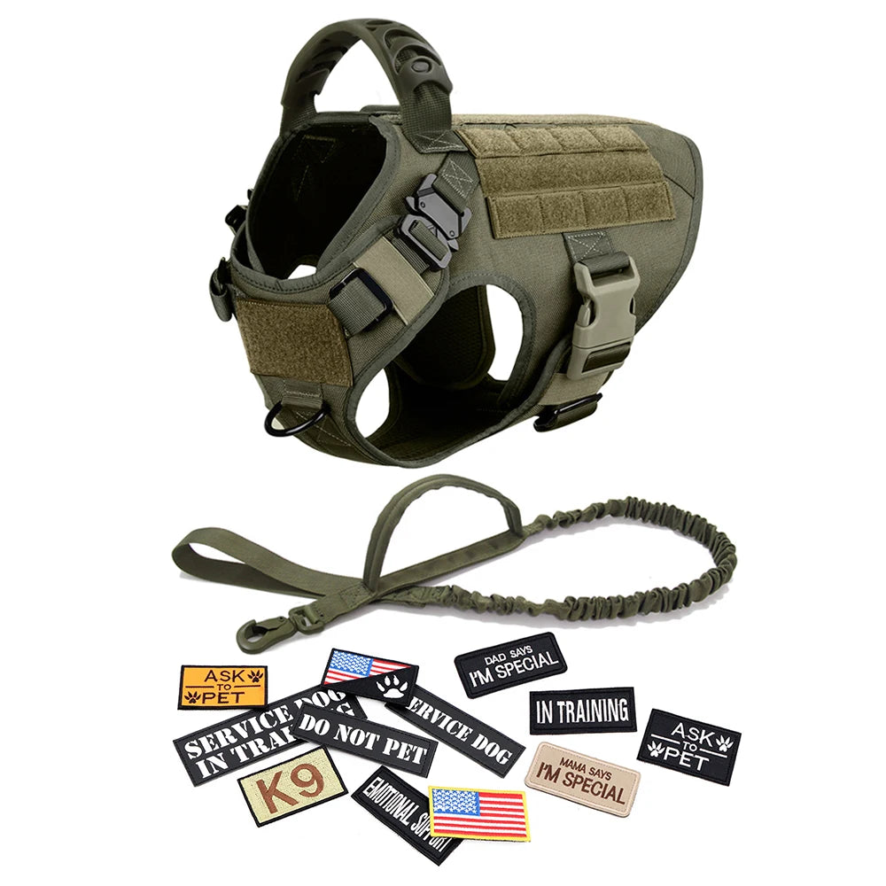Military Large Dog ,Harness, Collar, Leash, Bags,