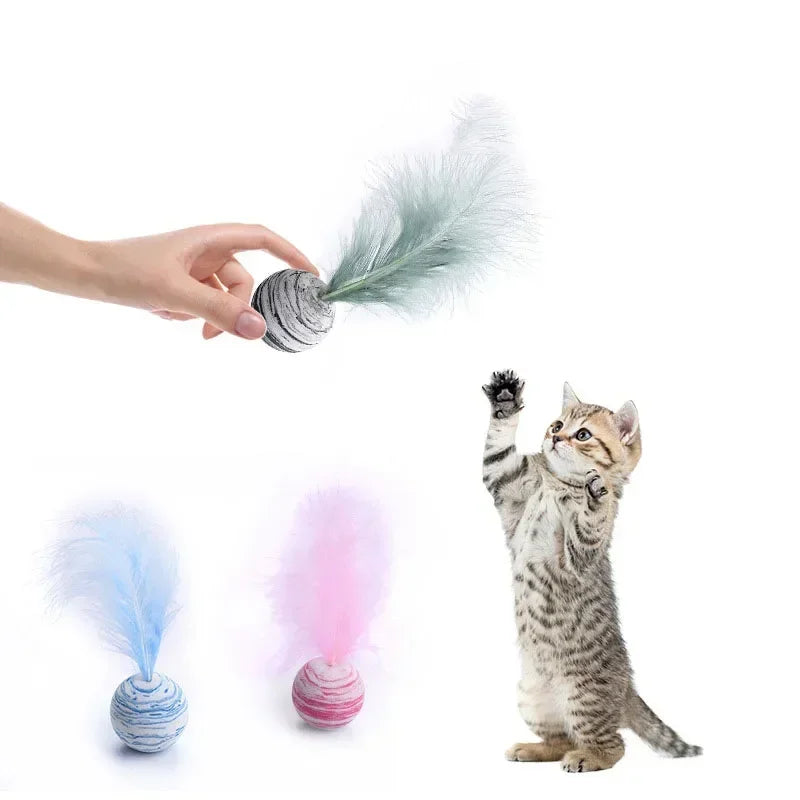 Funny Cat Toy Star Ball, Plus Feather