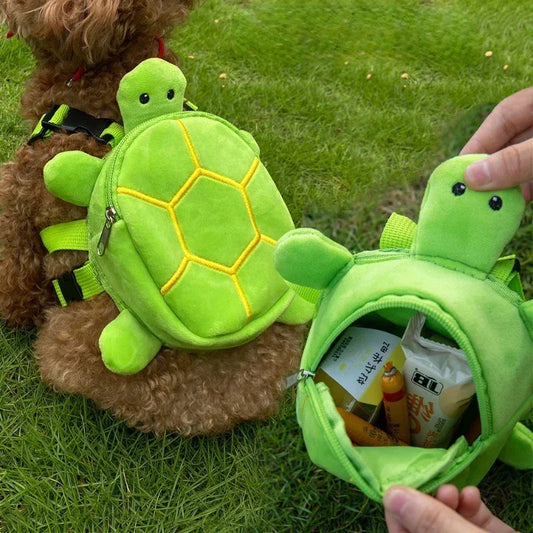 Turtle Shape Dog Snack Bag Soft Large Capacity Pet Backpack  For Small Medium Puppy Dogs