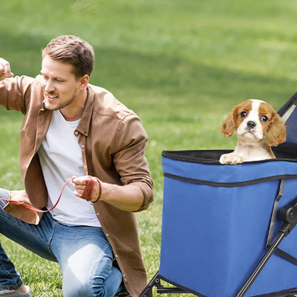 Medium Small Dog Cat  Stroller,  Jogger, Folding Carrier