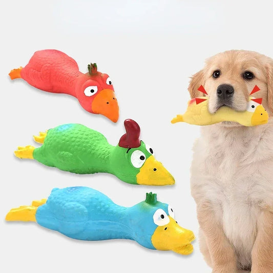 Cute Latex Chicken Shape Pet Squeak Toy for Dog, Cat, Puppy, Simulation Screaming Chicken Squeaker