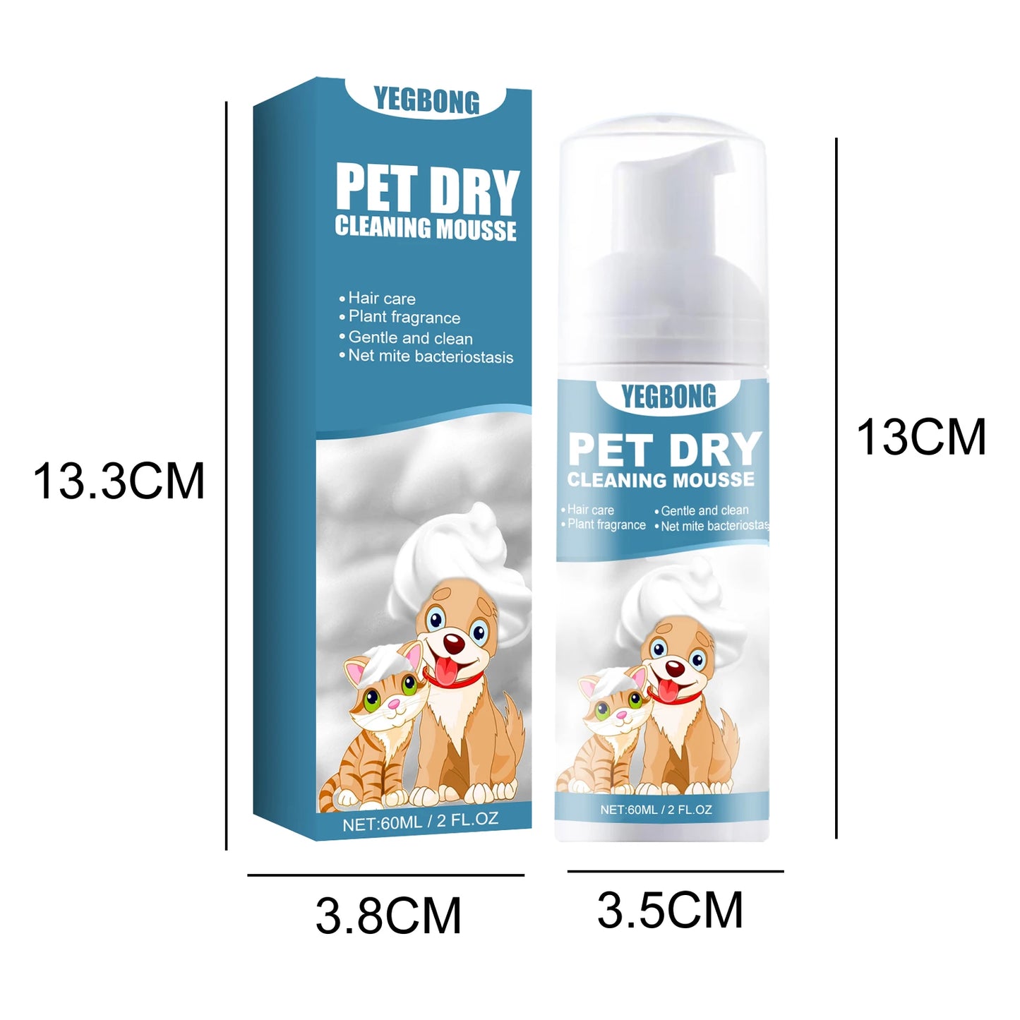 Waterless Mousse Spray for Small Animals Non-irritating Remove Bad Odors Smoothing Hair Stain Removal Mousse
