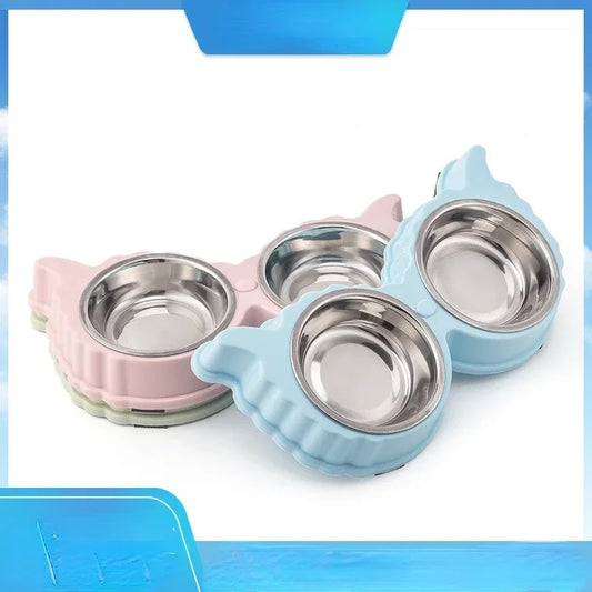 Pet Cute Plastic Food Water Bowls for Cats Dog