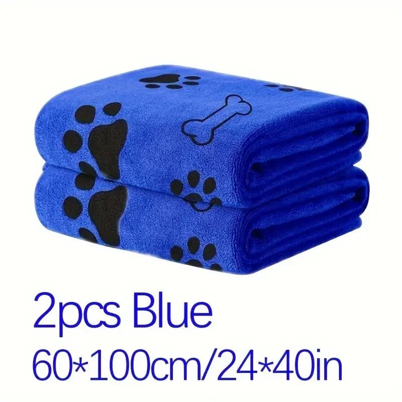 2pcs Soft Microfiber Bath & Grooming Towels For Dogs