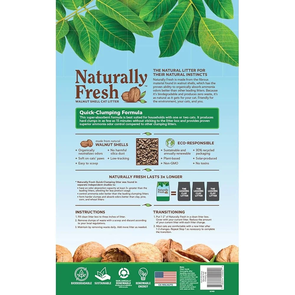Eco-Friendly Walnut Shell Cat Litter 26lbs Unscented