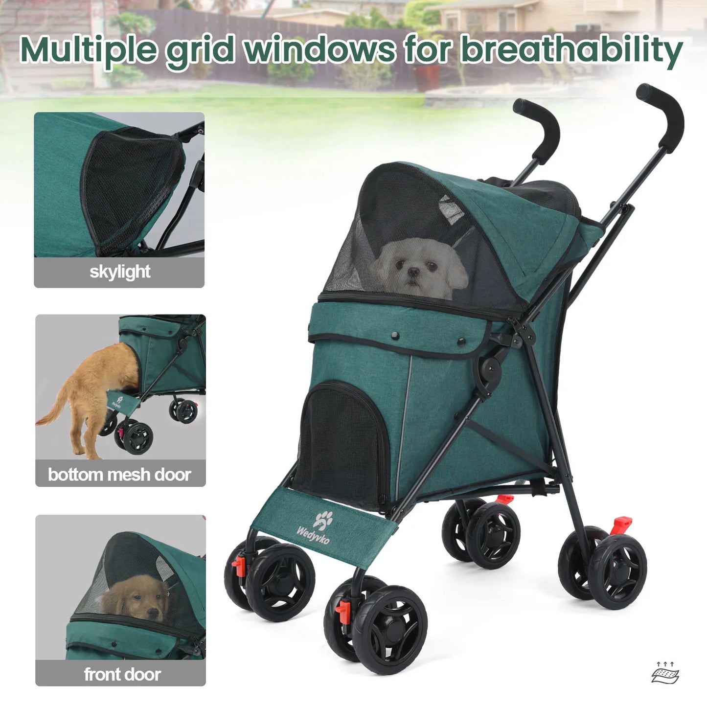 Puppy-Cat-Dog Breathable Stroller, Lightweight, Folding