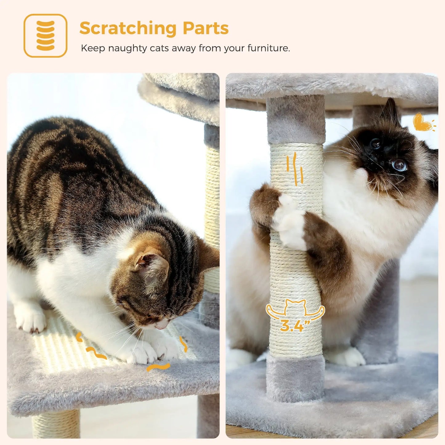28" Small Cat Tree Tower Cat Condo with Perch And Scratching Post