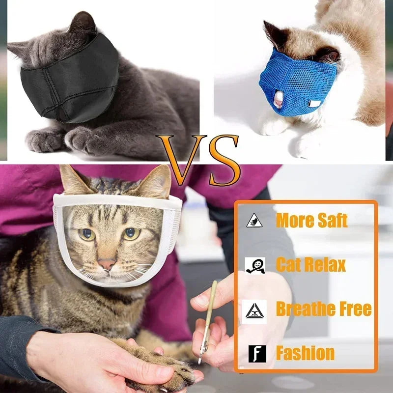 Cat Muzzle, Clear Breathable Bathing Grooming Tool.