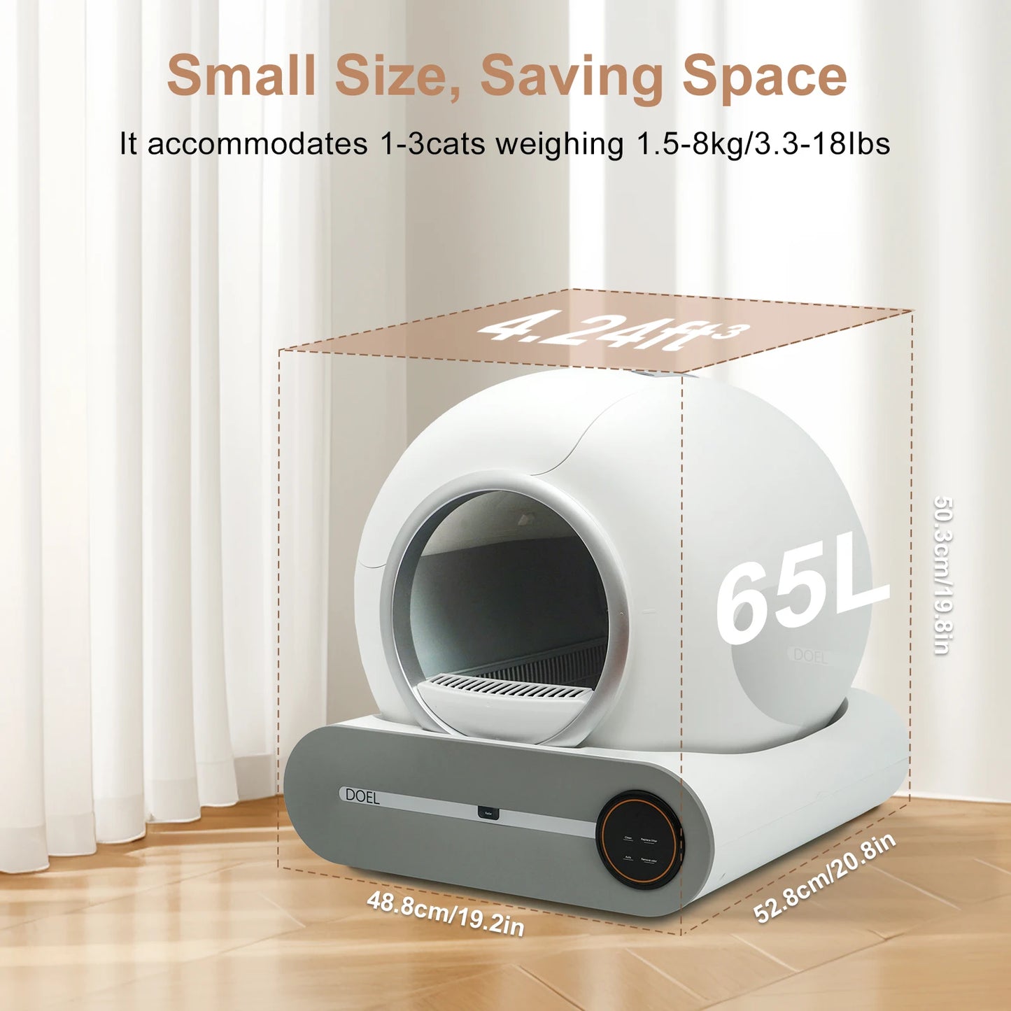 Automatic Cat Litter Box w/ Trash Bag & Litter Mat Smart Cat Toilet App Control 2.4G WiFi