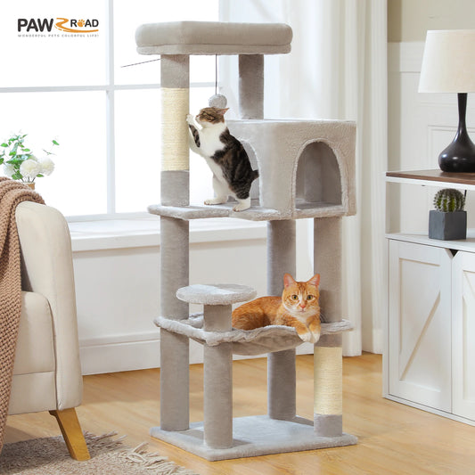 Multi-Level Cat Tree with Sisal Scratching Posts, Cozy Condo and a Big Hammock