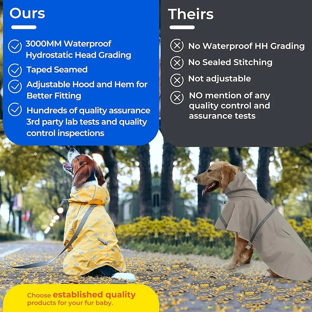 Lightweight Waterproof Dog Raincoat with Hood Harness Hole Reflective Cloud Prints