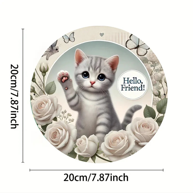 Charming Cat Iron Wall Art - Weatherproof & Durable Aluminum Metal Sign for Home, Cafe, and Apartment Decor