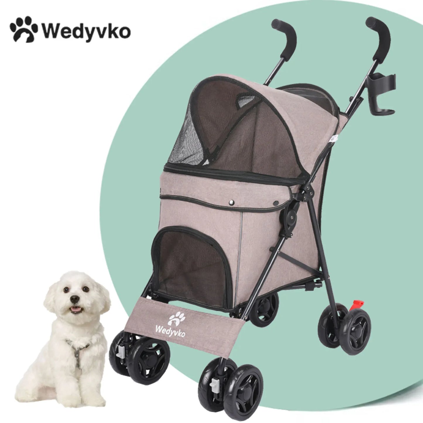 Puppy-Cat-Dog Breathable Stroller, Lightweight, Folding