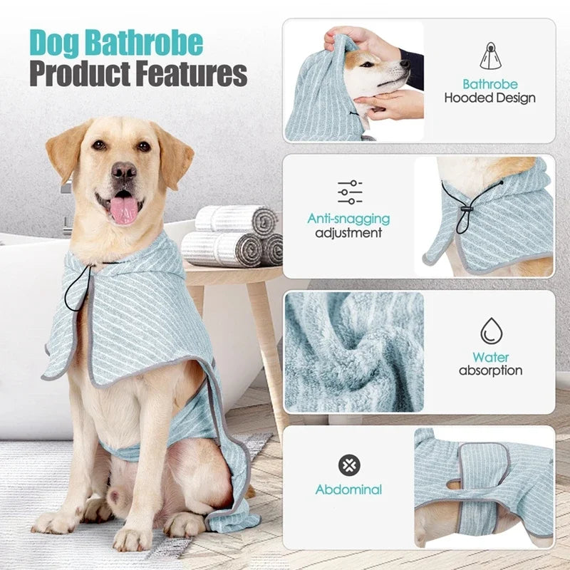 Pet Bathrobe Towel for Large, Medium Dogs Soft, Adjustable