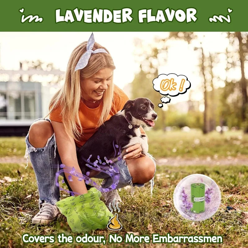Dog Poop Bag Set with Dispenser & Leash Clip,