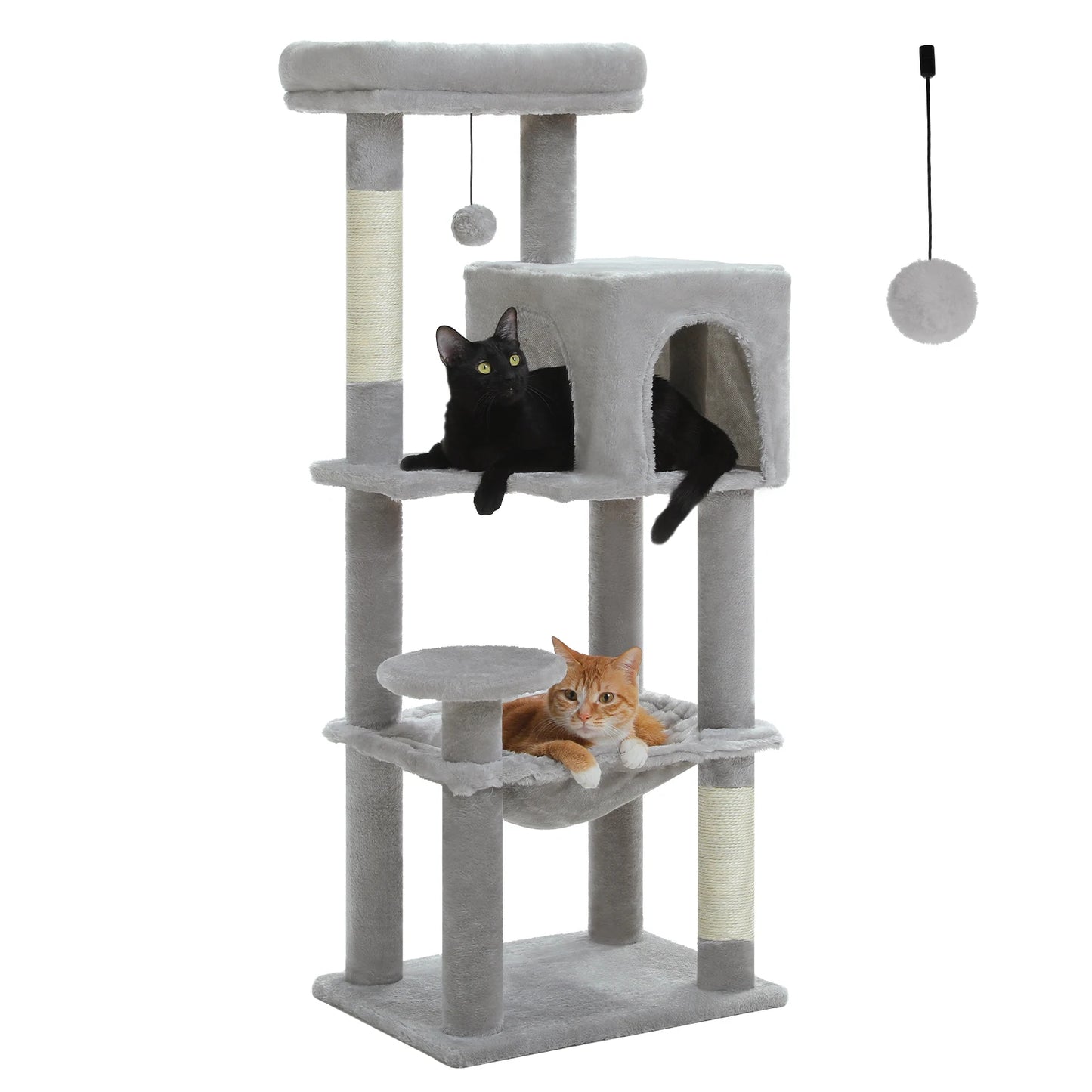 Multi-Level Cat Tree with Sisal Scratching Posts, Cozy Condo and a Big Hammock