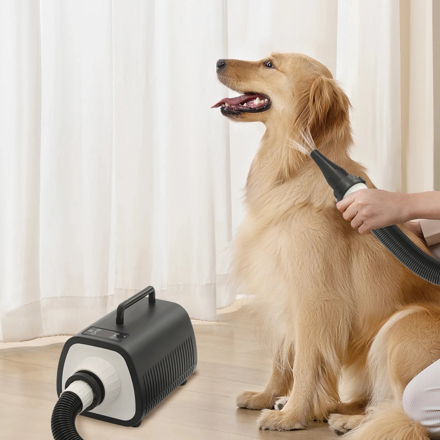 2100W Dog Grooming Blow Dryer With 9 Speed Adjustments (77-140℉) Led Display, 3 Nozzles For Dogs