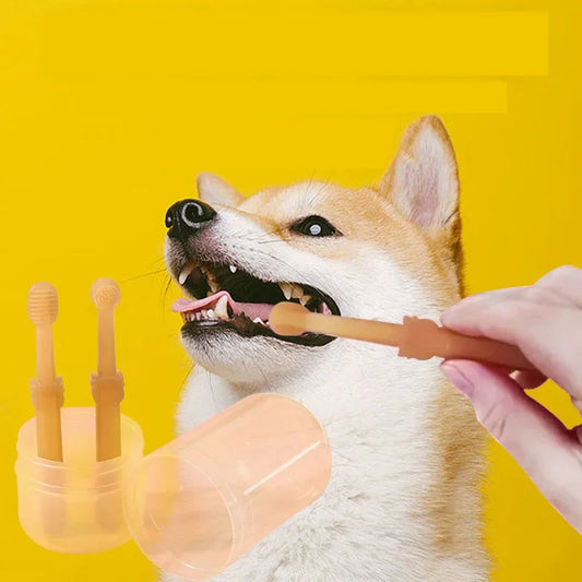 Teeth Whitening Dog Cat Silicone Soft Toothbrush Oral Care