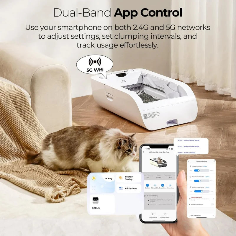 Automatic Self Cleaning Cat Litter Box Smart APP Control  with Free Accessories Kit