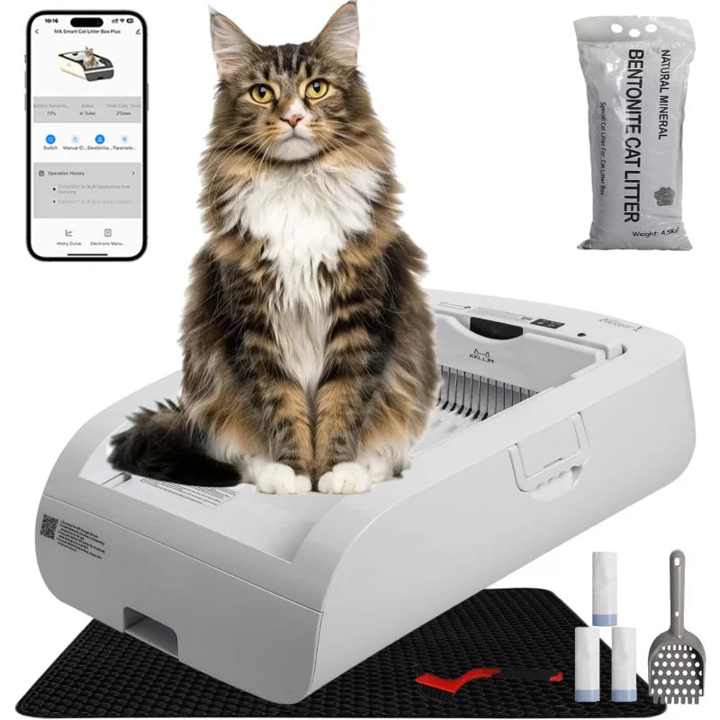 Automatic Self Cleaning Cat Litter Box Smart APP Control  with Free Accessories Kit