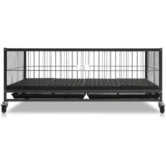 43" Dog Whelping Box for Puppies, Heavy Duty Metal Whelping Box for Small Breed Dogs with Washable Plastic Tray
