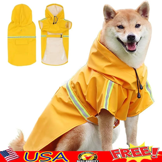 XL Dog Raincoat Waterproof Reflective Adjustable