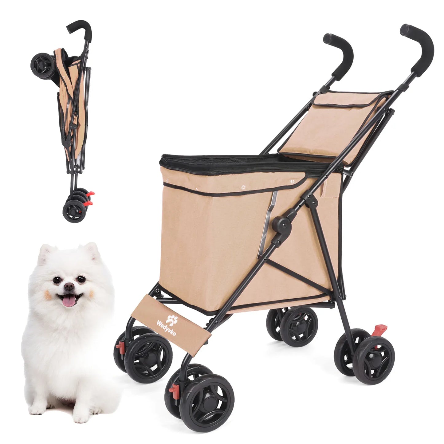 Medium Small Dog Cat  Stroller,  Jogger, Folding Carrier