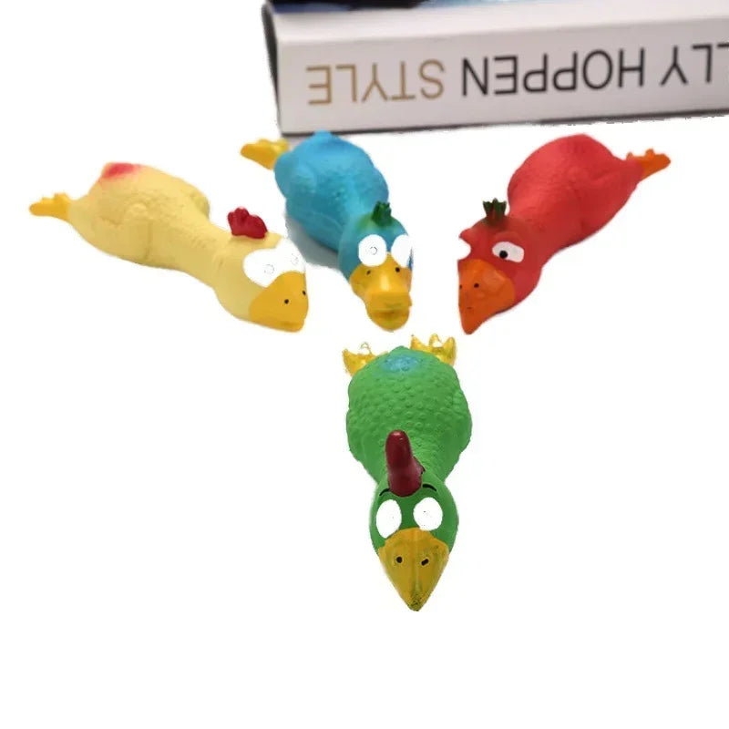 Cute Latex Chicken Shape Pet Squeak Toy for Dog, Cat, Puppy, Simulation Screaming Chicken Squeaker