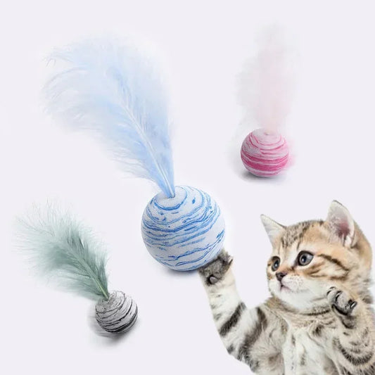 Funny Cat Toy Star Ball, Plus Feather