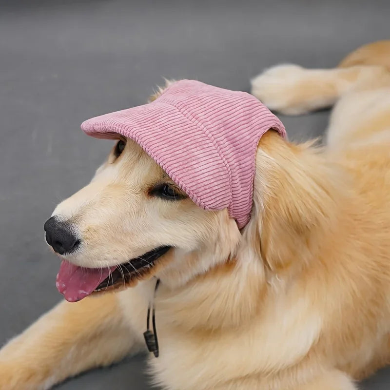 Adjustable Dog Baseball Cap, Soft Breathable Pet Sun Hat with Ear Holes