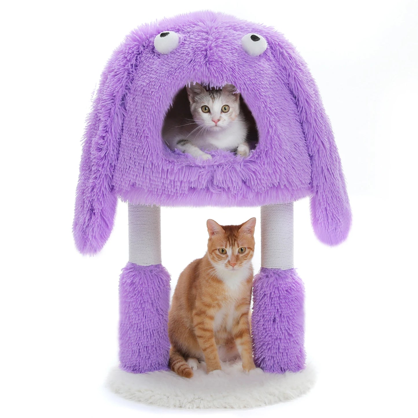2 in 1 Cat Tree with Natural Sisal Scratching Posts, Cute Plush Tower