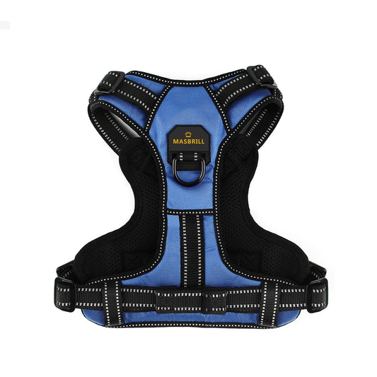 MASBRILL  No Pull Nylon Adjustable Reflective Dog Harness with 2 Metal Leash Hooks