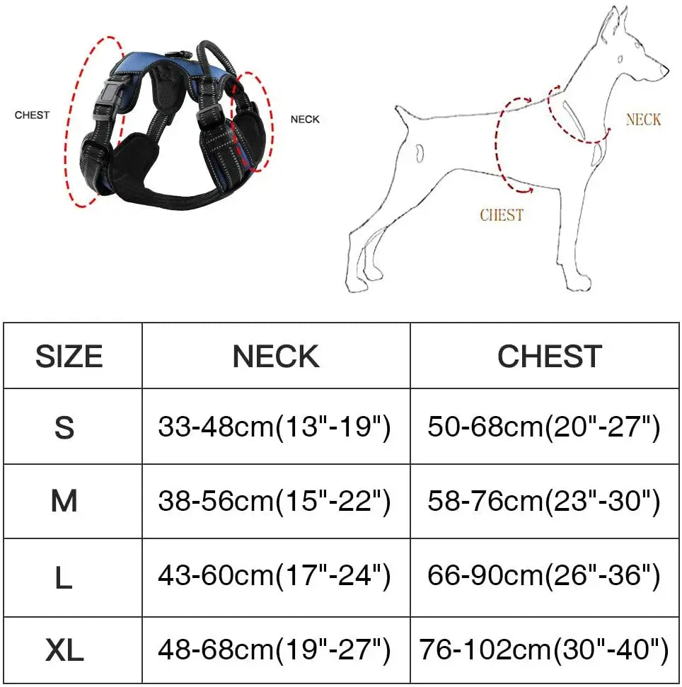 MASBRILL  No Pull Nylon Adjustable Reflective Dog Harness with 2 Metal Leash Hooks